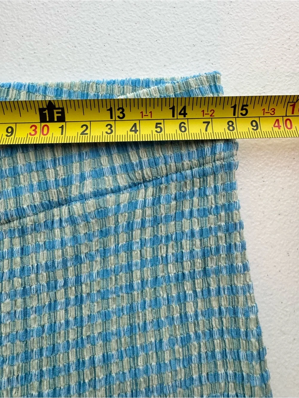 Aritzia Wilfred Verona Textured Wide Leg Pants Blue Check Medium Seersucker